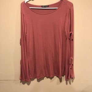 (M) Mauve Long Tie Sleeve Shirt